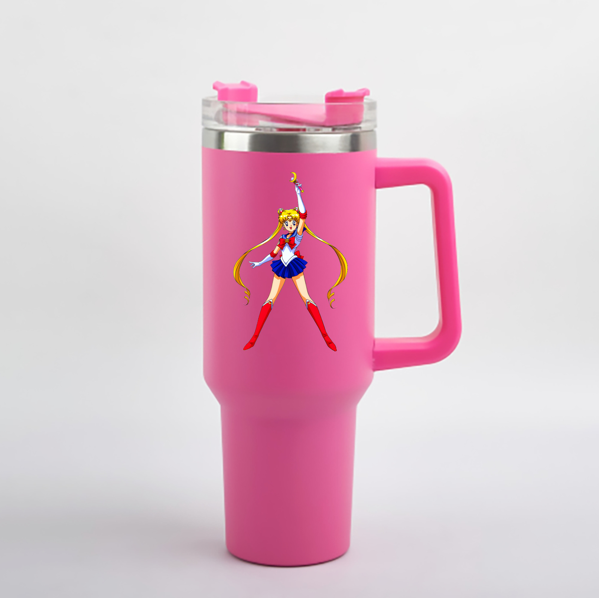 （画像用） 美少女戦士セーラームーン 月野 うさぎ つきの うさぎ Sailor Moon Tsukino Usagi 1200mL車用タンブラー - クリスタルステッカー（プラスチックストロー付き）